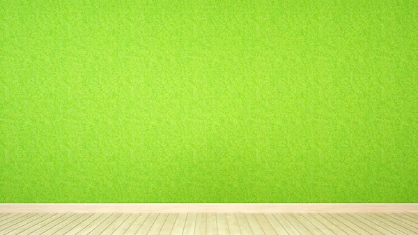 çim duvar ve ahşap zemin odada resim - 3d işleme için