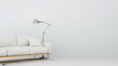 Kanepe ve oturma odası - 3d render zemin lambası