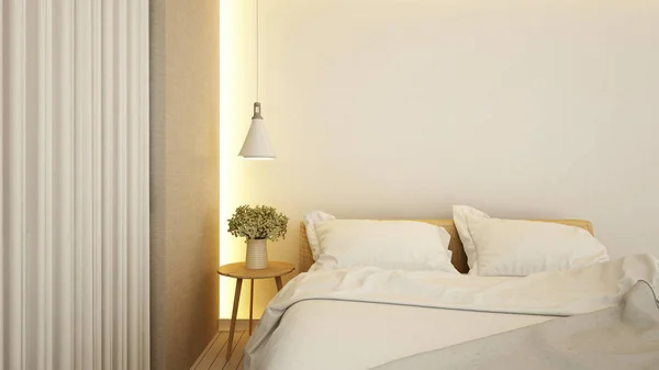 Sypialnia w hotelu lub apartamentu renderowania 3d — Zdjęcie stockowe