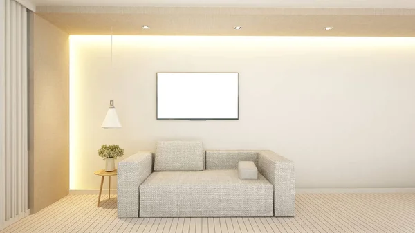 Obývací pokoj v hotelu nebo apartmánu - 3d vykreslování — Stock fotografie