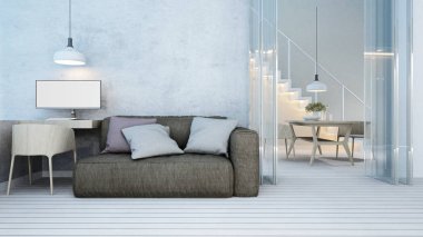 Alanı yaşayan ve yemek alanı daire veya - 3d render Anasayfa