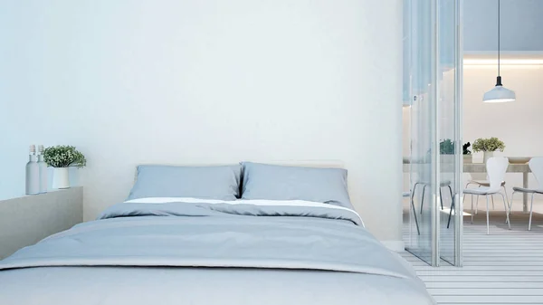 Спальня и столовая белый тон в кондоминиуме или квартире  - — стоковое фото