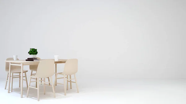 Zona pranzo in caffetteria o casa su sfondo bianco - Rendering 3D — Foto Stock