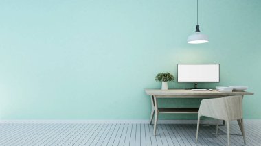 çalışma alanı yeşil tonu ev ya da daire - 3d render