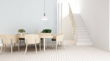yemek alanı ve balkon beyaz sesi ev veya kat mülkiyeti - 3d render