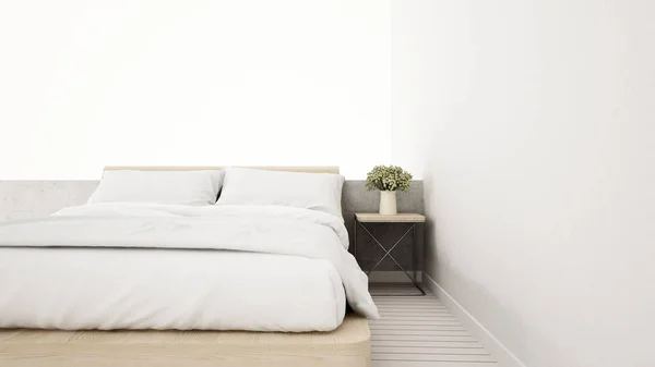 Biała sypialnia w mieszkaniu lub domu - 3d renderowania — Zdjęcie stockowe