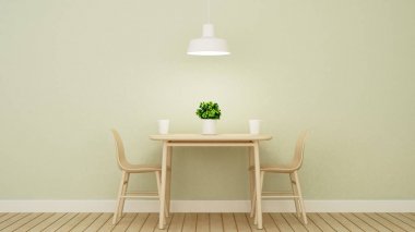 Restoran veya kahve dükkanı yeşil duvar Tasarım-3d render