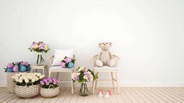 kahve dükkanı veya çocuk odası dekorasyon çiçek - 3d render