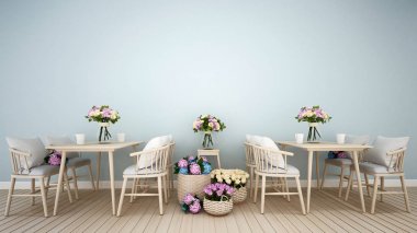 Restoran veya kahve dükkanı dekorasyonu çiçek - 3d render