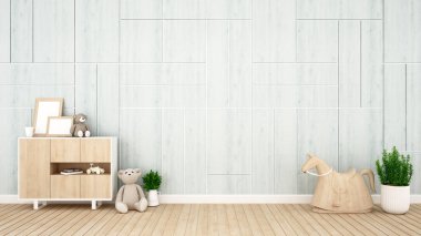 çocuk odası veya kreş ışık mavi tonu Sanat - Tarih - 3d render tasarım iç