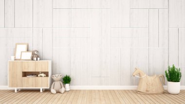 çocuk odası veya kreş sanat iç için beyaz sesi tarih tasarlamak - 3d render