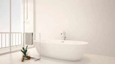 banyo ve balkon otel veya apartman, iç tasarım - sanat için 3d render