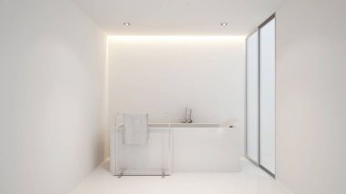 banyo ve balkon otel veya kat mülkiyeti - sanat için 3d render