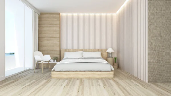Slaapkamer en leefruimte in hotel of appartement - interieur — Stockfoto