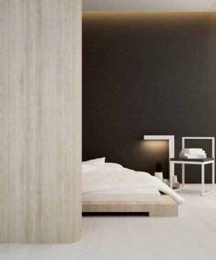 Daire veya otel, iç tasarım - yatak odası 3d render