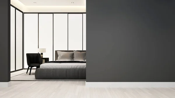 Ložnice a obývací pokoj v hotelu nebo apartmánu - design interiérů - 3d vykreslování — Stock fotografie