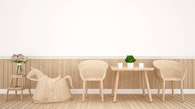 sallanan at ve yemek odası çocuk odası veya Restoran - iç Mimarlık - 3d render