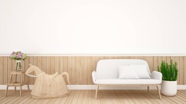 sallanan at ve kanepe çocuk Oda kreş - iç tasarım - 3d render