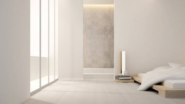 yatak odası ve yaşam alanı içinde otel ya da Daire - temiz tasarım - iç - 3d render tasarım