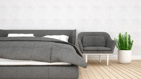 yatak odası ve yaşam alanı içinde otel ya da daire - iç - 3d render tasarım