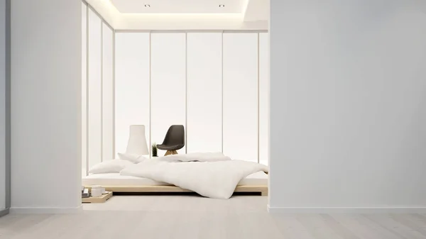 Ložnice a obývací pokoj v hotelu nebo doma - design interiérů - 3d vykreslování — Stock fotografie