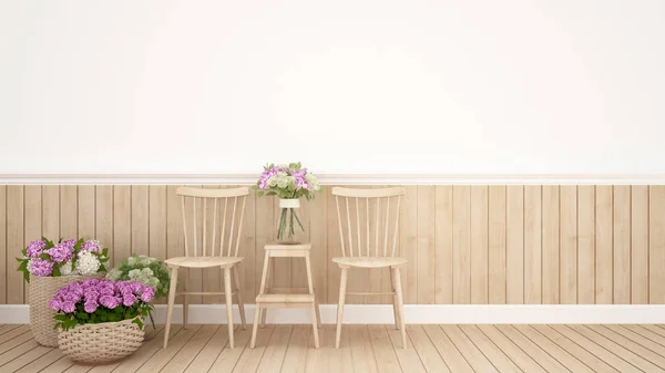 dining area in restaurant or coffee shop decoration flower.Interior Design - 3D Rendering