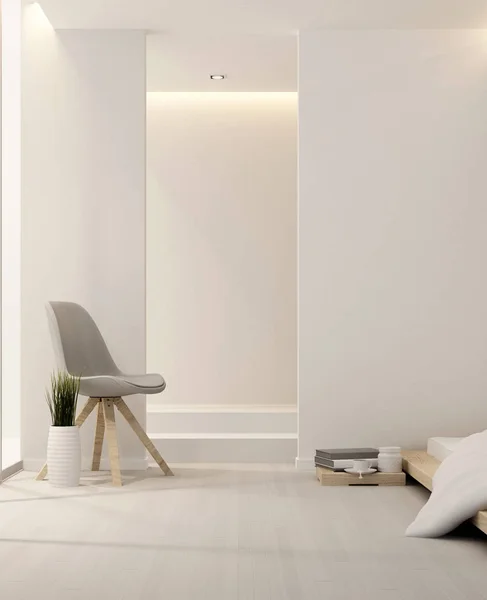 Quarto e sala de estar em hotel ou apartamento - imagem vertical - Design de interiores - 3D Rendering — Fotografia de Stock