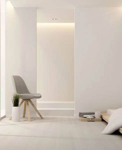 yatak odası ve yaşam alanı içinde otel ya da daire - dikey görüntü - iç tasarım - 3d render