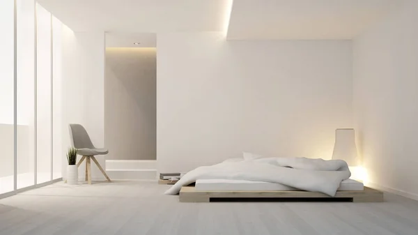 Chambre à coucher et salon dans l'hôtel ou l'appartement - design d'intérieur - rendu 3D — Photo