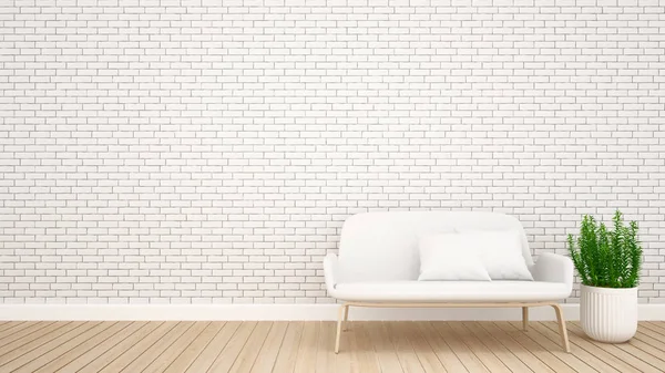 oturma odası tuğla dekorasyonda daire veya otel - İç Mimarlık - 3d render