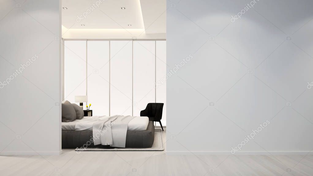 bedroom and living area in hotel or apartment - Interior design - 3D Rendering