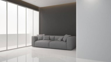 yaşam alanı ve Balkonlu Daire veya otel - İç Mimarlık - 3d render