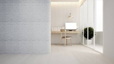 İşyerinde mavi otel ya da daire - iç tasarım - 3d render