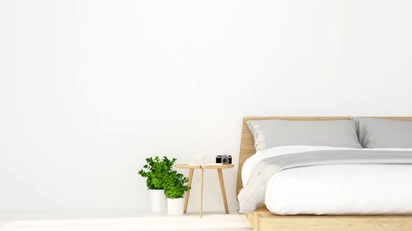 beyaz yatak odası otel veya daire sanat - iç tasarım - 3d render