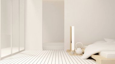yatak odası ve balkon daire veya otel - iç tasarım - 3d Rendering3