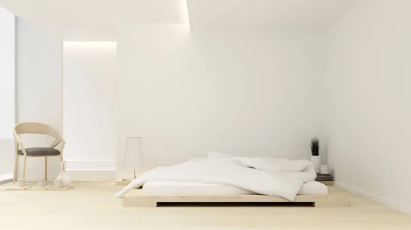 Hálószoba és nappali, a szálloda vagy apartman - belső design - 3d renderelés — Stock Fotó