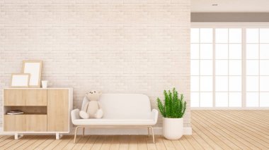 oyuncak ayı oyuncak bebek divan Oturma odasında - sanat - 3d render için iç tasarım