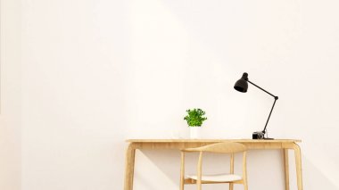 çalışma alanı ve boş ev veya apartman dairesi Kiralık Daire veya office-3d işleme - iç tasarım - oda duvar
