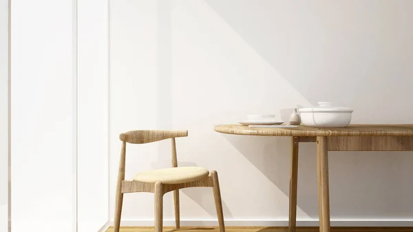Zona pranzo in casa o appartamento- Interior design per opere d'arte ristorante o camera in affitto- Rendering 3D — Foto Stock