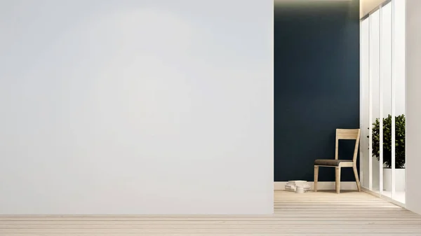 Wohnzimmer und leeren Raum für Kunstwerke der Wohnung oder Zimmer zu vermieten - Innenarchitektur - 3D-Rendering — Stockfoto