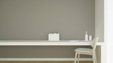 Çalışma odası ve sanat eserleri için gri duvar süslemesi - kafeterya veya apartmanda çalışma alanı veya işyeri - 3D