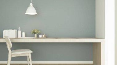 Çalışma odası ve sanat eserleri için gri duvar süslemesi - kafeterya veya apartmandaki küçük ofisin oturma alanı veya çalışma yeri - 3D
