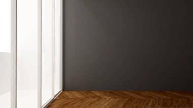 Apartman odası ya da otel odası resimleri için uzay tasarımı. Sanat eserleri için boş oda tasarımı. 3d Görüntü