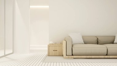 Lobideki ya da kafedeki sanat eserleri için parlak tonda yaşam alanı - evdeki ya da apartmandaki oturma odası - iç tasarım - 3D