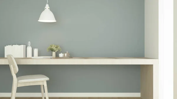 Arbeitszimmer und graue Wand dekorieren für Kunstwerke - Wohnbereich oder Arbeitsplatz eines kleinen Büros in Café oder Wohnung - 3D-Rendering — Stockfoto