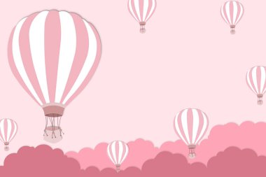 Uluslararası balon festivali için balon çalışması - Pembe gökyüzü arka planında pembe balon - illüstrasyon