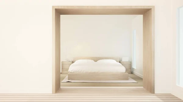 Slaapkamer eenvoudig ontwerp voor kunstwerken - Slaapkamer en lege kamer in appartement of hotel - 3d Rendering — Stockfoto