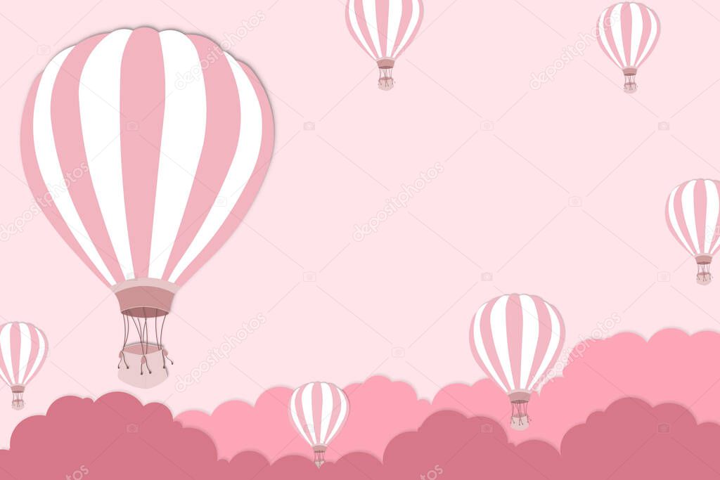 Balloon artwork for International balloon festival - Pink balloon on pink sky background - illustration