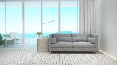 Oturma odası ve havuz kenarında dinlenme alanı ve panorama deniz manzaralı yüzme havuzu - oturma odası ve havuz manzaralı otel veya tatil yeri - 3D
