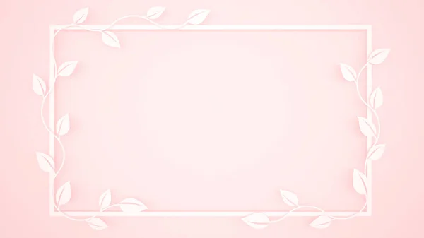 Vine Leaves White Frame Light Pink Background Frame Artwork Add — Stock Photo, Image